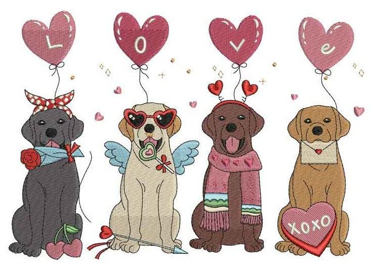 Valentine's Day Labs Embroidered Sweatshirt - Carolina Blue