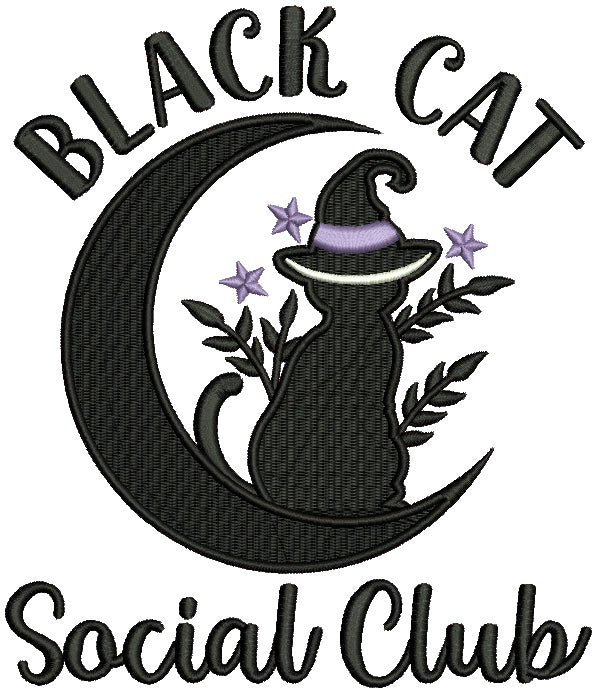 Embroidered "Black Cat Social Club" t-shirt
