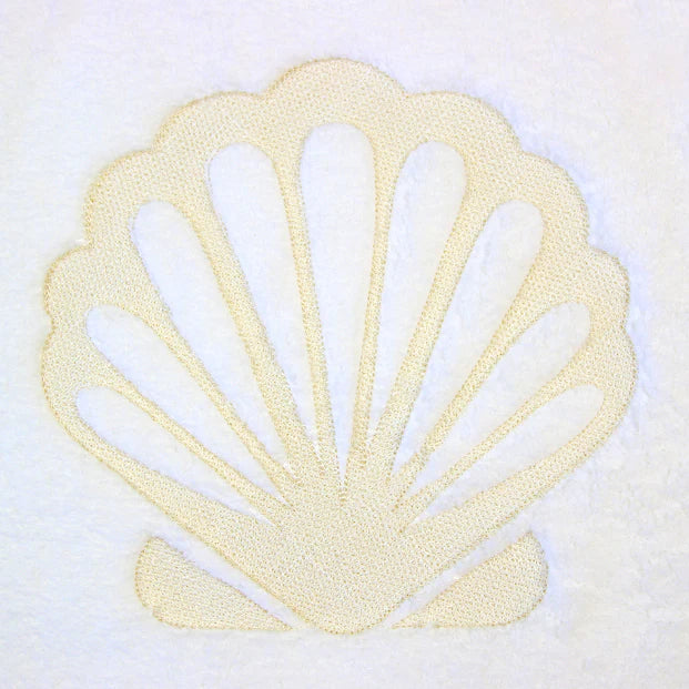 Embroidered Fan Seashell Towel - Gold Luxury Design - Set of 2