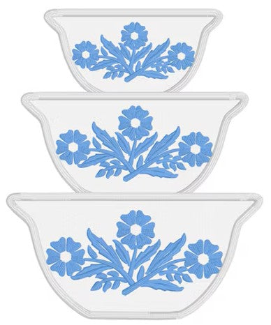 Pyrex Blue Cornflower Embroidered Kitchen Towels - Set of 2