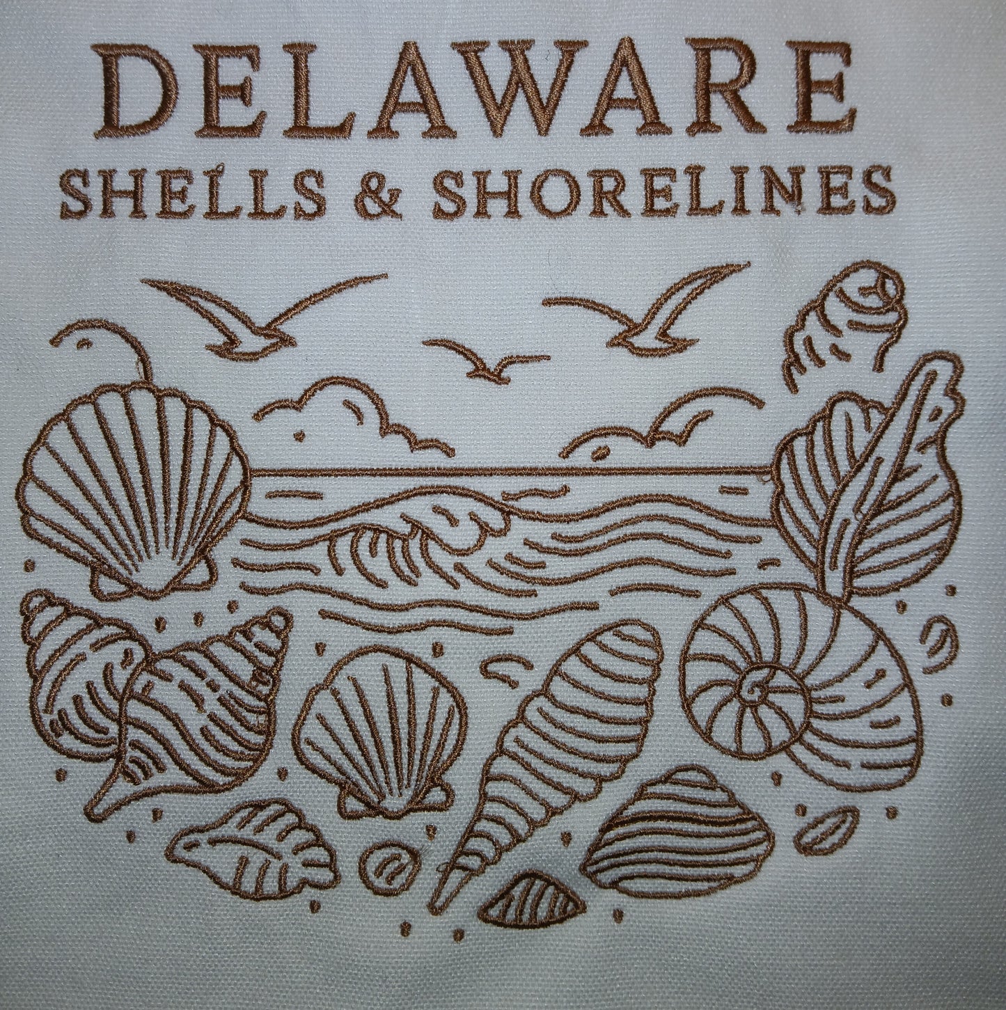 Delaware Shells & Shorelines Embroidered Tote Bag