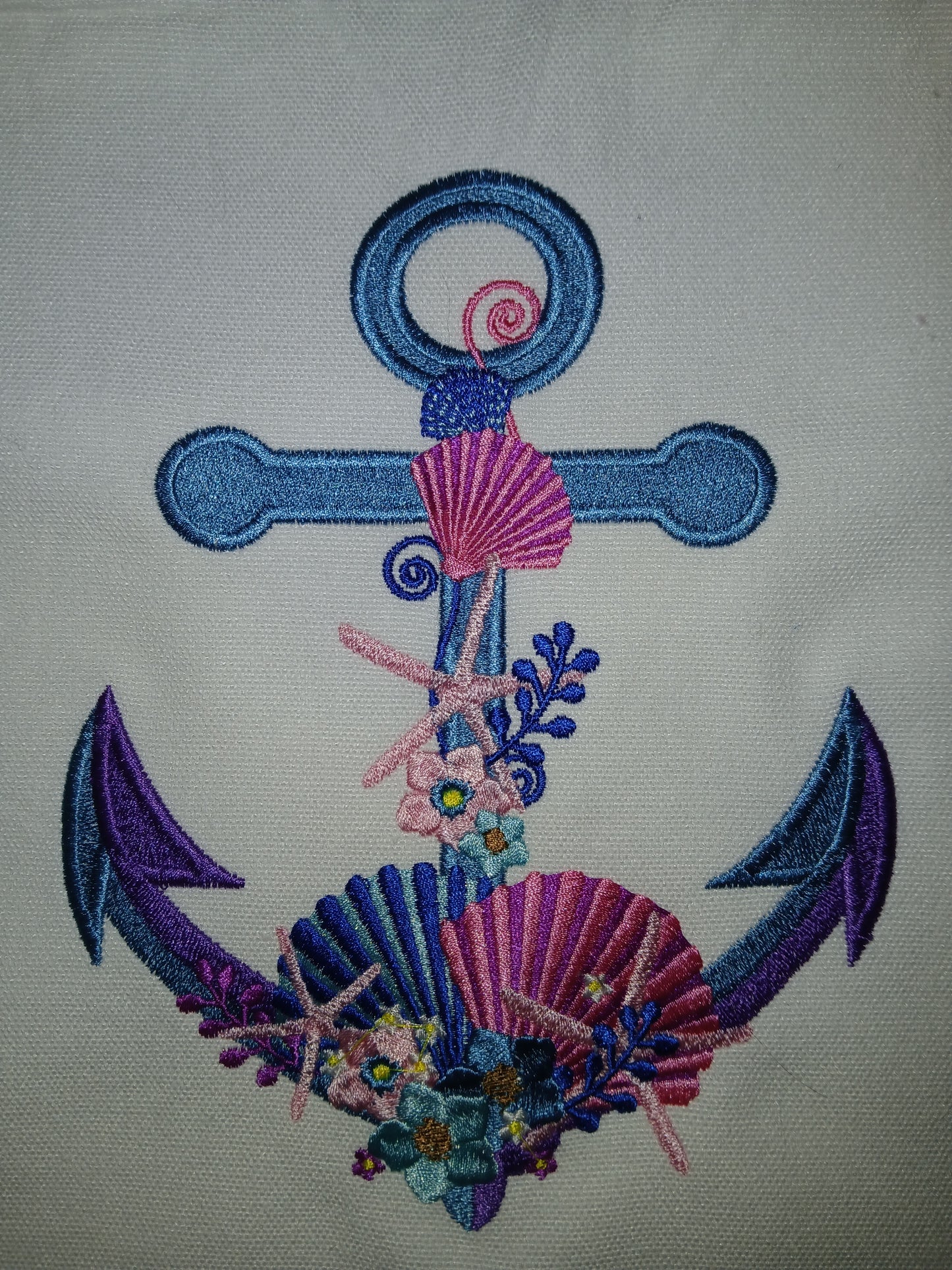 πΈβ Floral Anchor Embroidered Canvas Tote Bag - Pink Trim Beach Bag ποΈ