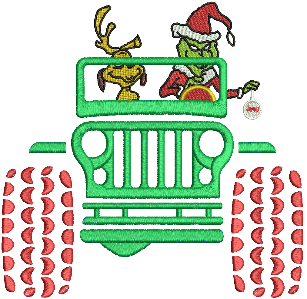 Grinch Jeep Christmas Embroidered Sweatshirt