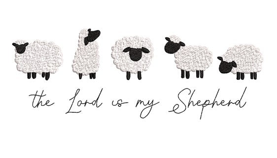 The Lord is my Shepherd T-Shirt - Adorable Sheep Embroidery