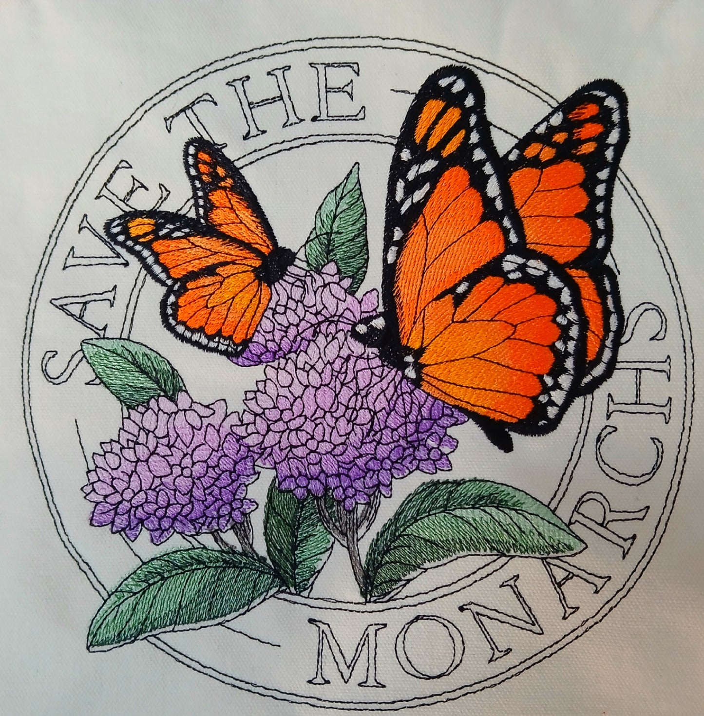 Save The Monarch Embroidered Tote Bag