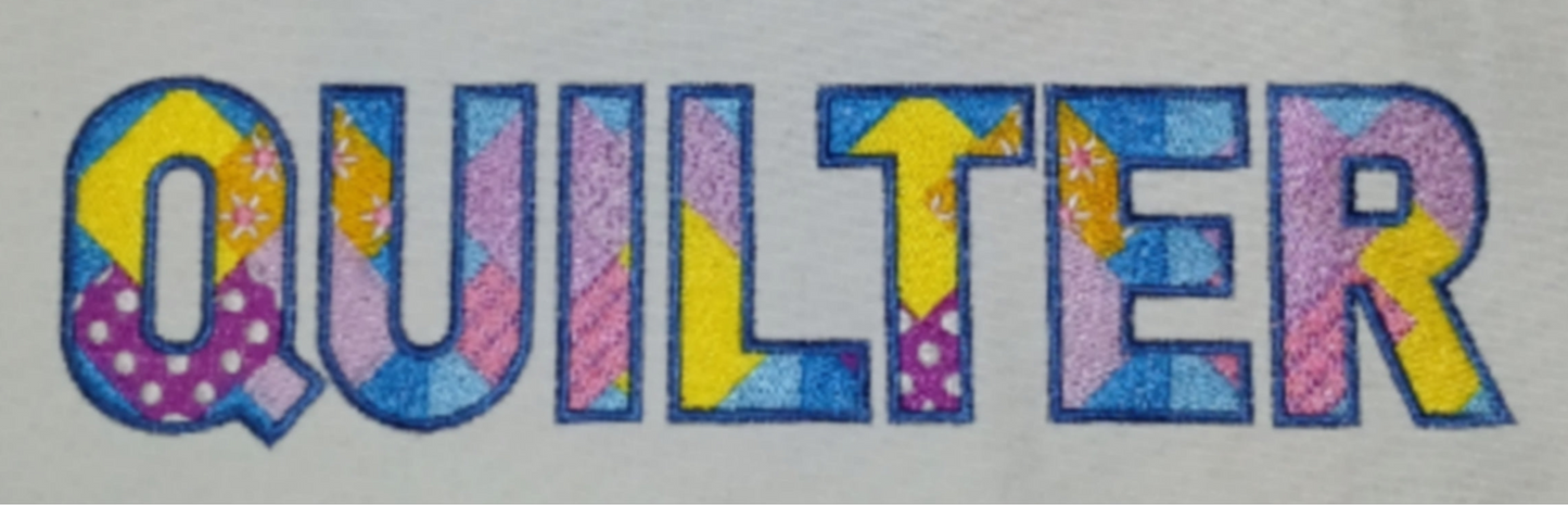 Quilter Embroidered Tote Bag - Patchwork Style Canvas Bag for Quilting Enthusiasts
