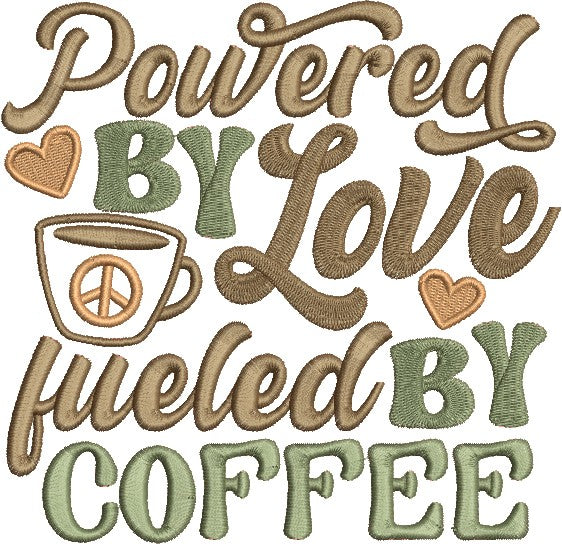 Powered By Love Fueled By Coffee Embroidered Kitchen Towel Set - Set of 2