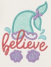 Believe Mermaid Tail Embroidered T-Shirt