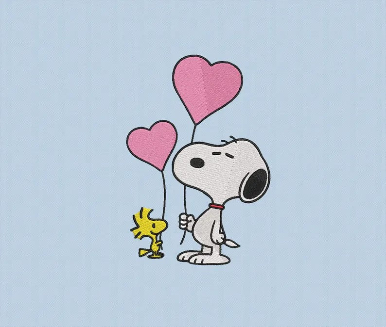 Snoopy & Woodstock Heart Balloons Embroidered Sweatshirt