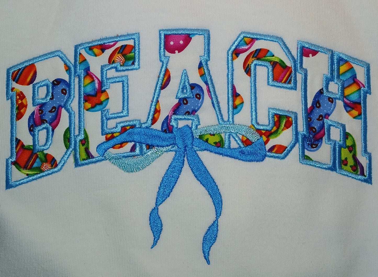 ποΈ BEACH Embroidered T-Shirt - Tropical Ribbon Design π