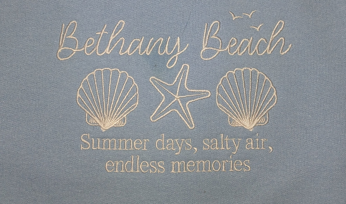 šļø Bethany Beach Embroidered Sweatshirt - Summer Days Coastal Design