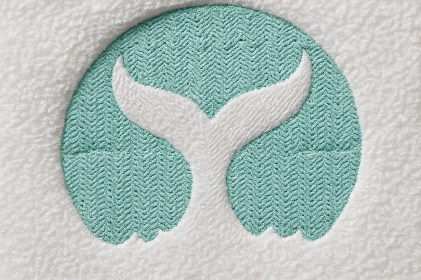 Embroidered Whale Tail Towel - Teal Ocean Design - Set of 2