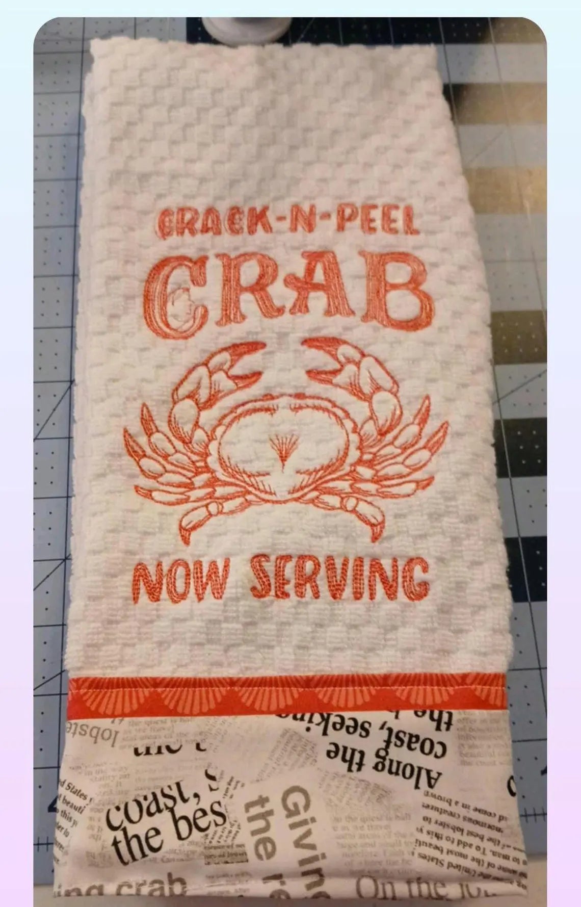 Embroidered Crab Kitchen Towels