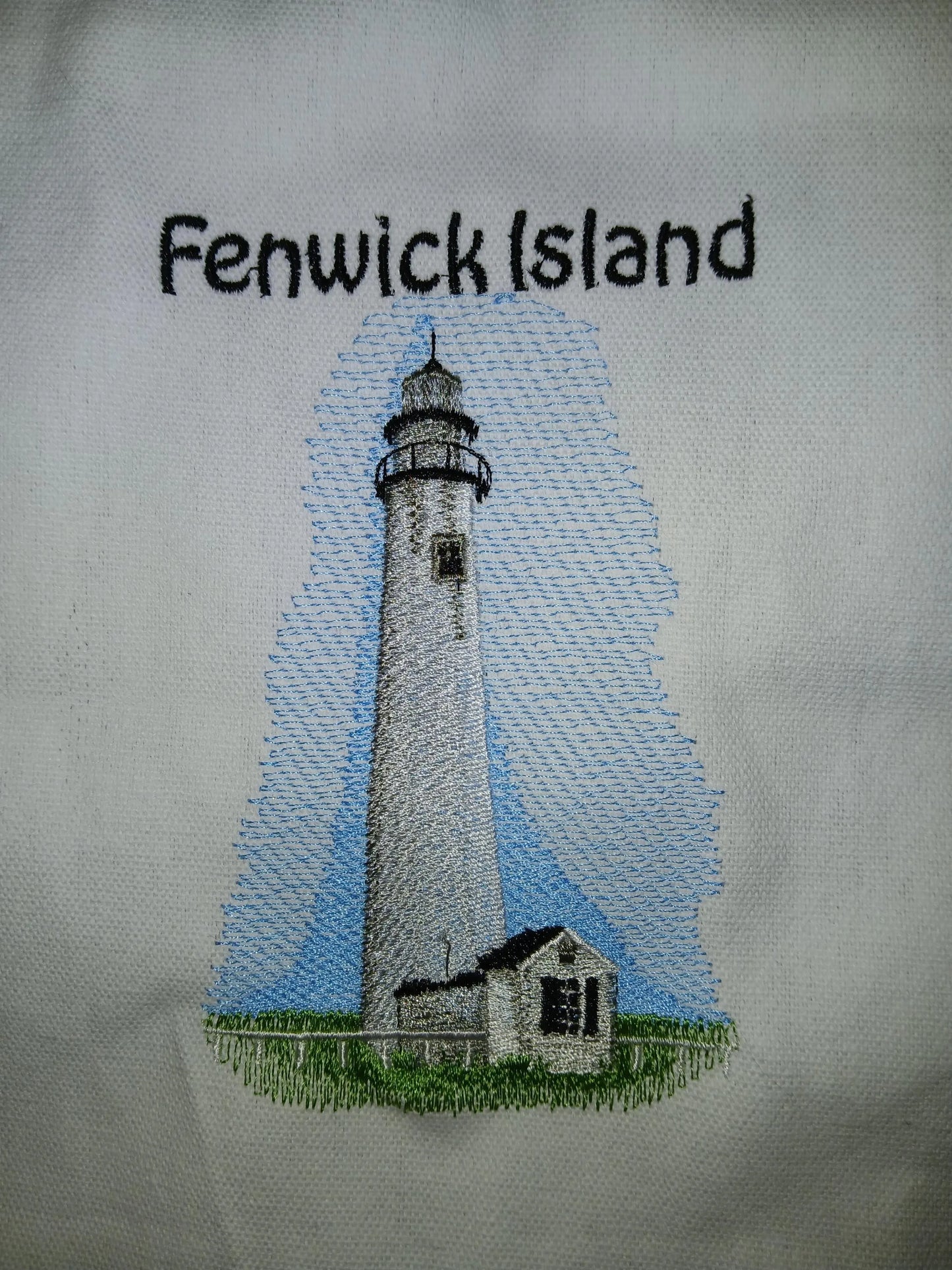 Fenwick Island Delaware Lighthouse Embroidered Tote Bag