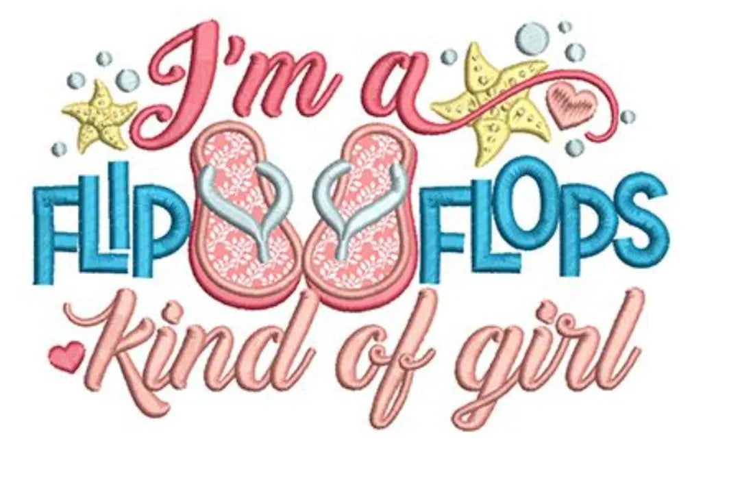 I'm a Flip Flops Kind of Girl Embroidered Tote Bag - Beach Summer Gift
