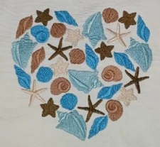 Ocean Heart Embroidered Tote Bag - Beach Themed Canvas Bag