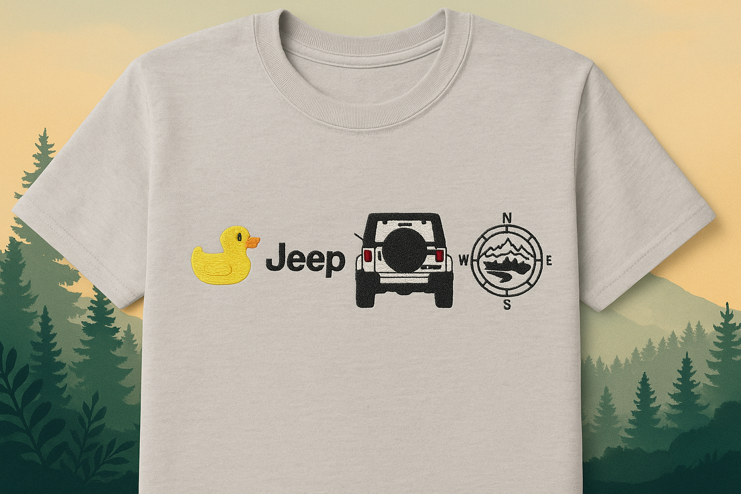 Duck Jeep Adventure Embroidered T-Shirt