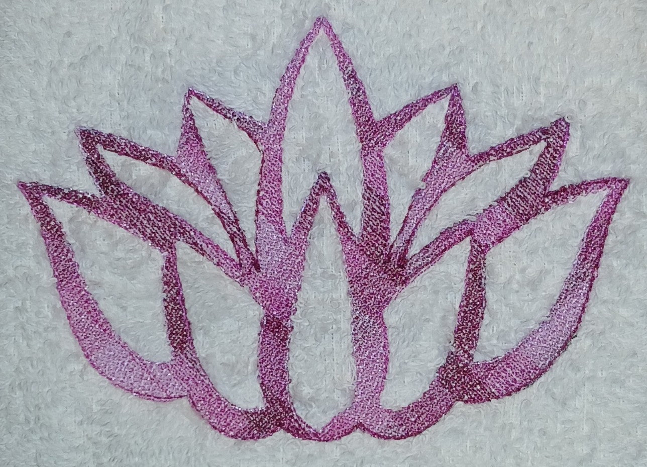 πͺ· Luxury Embroidered Lotus Towel - White with Pink Lotus Design - Set of 2 β¨