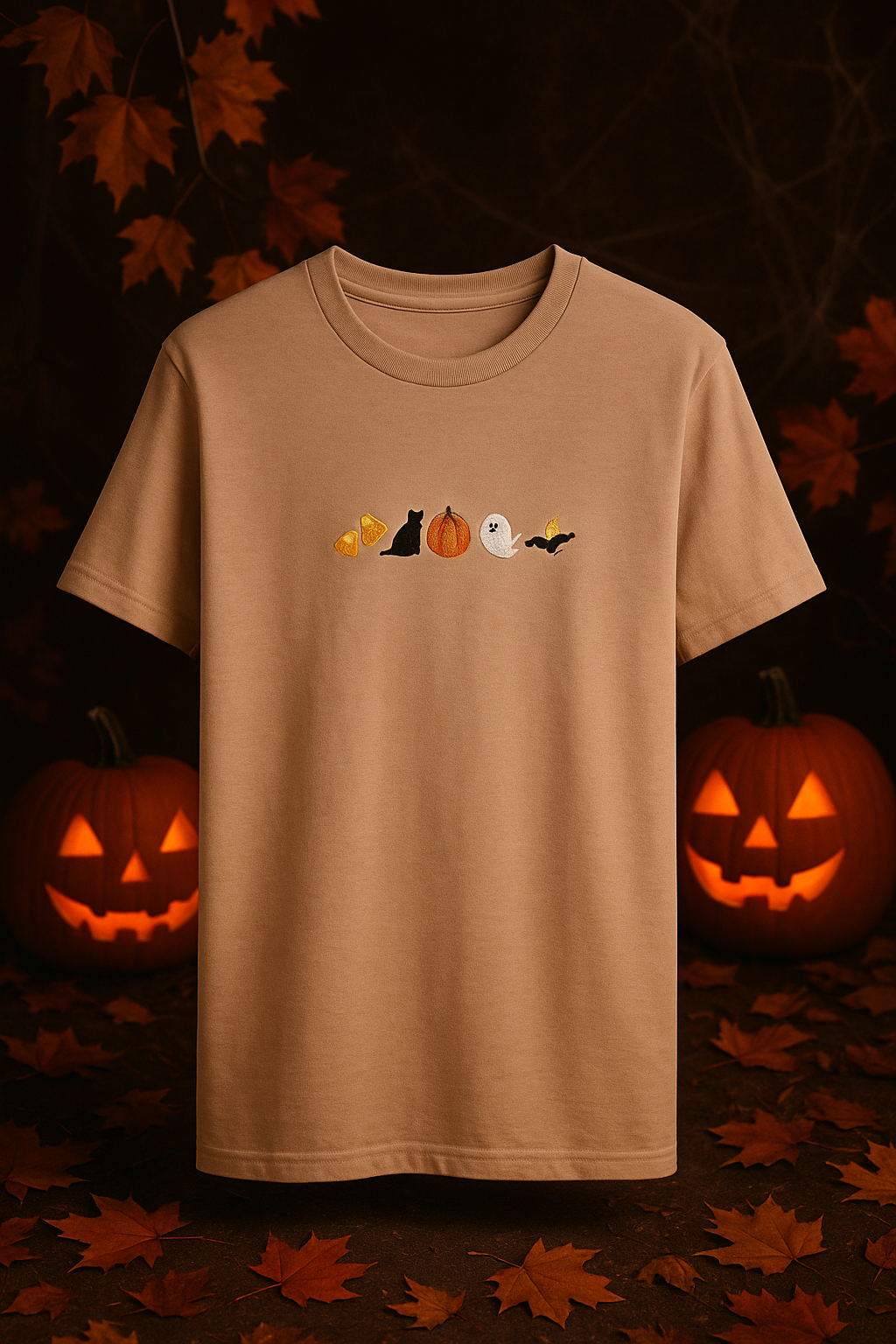 π Halloween Embroidered T-Shirt - Spooky Squad Design