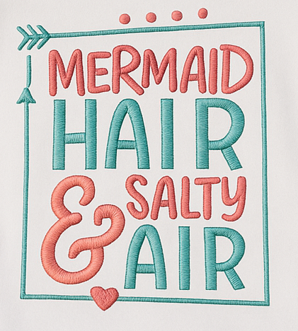 Mermaid Hair & Salty Air Embroidered T-Shirt