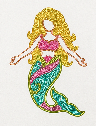 Mehndi Mermaid Embroidered T-Shirt