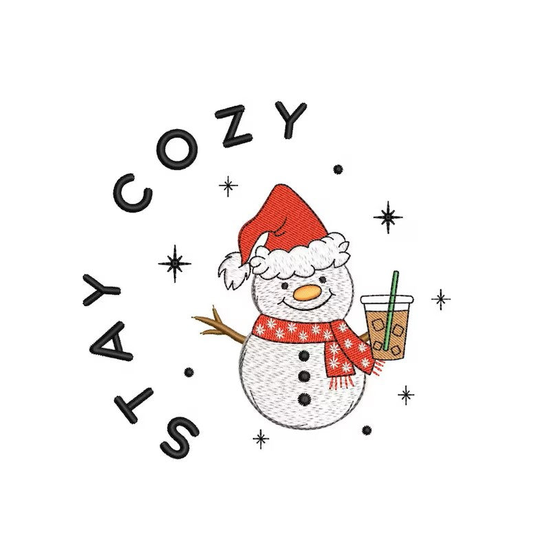 Stay Cozy Snowman Embroidered Sweatshirt