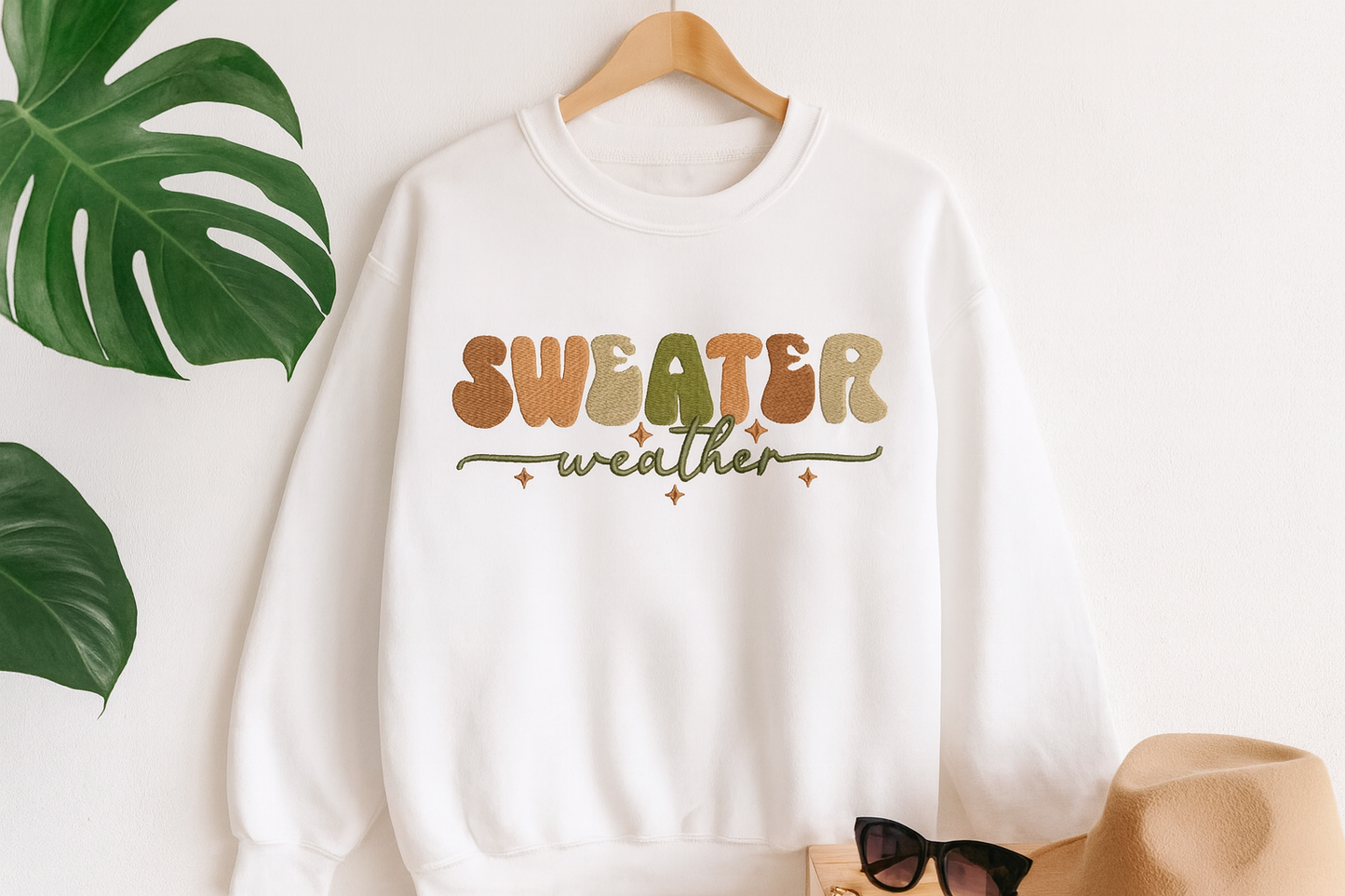Embroidered "Sweater Weather" sweatshirt