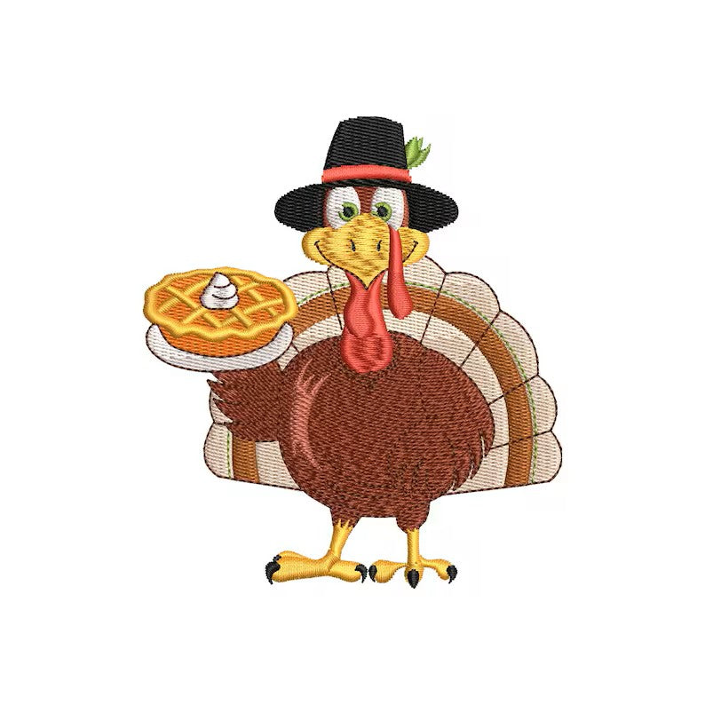 Thanksgiving Turkey Apron - White Bib Apron with Dual Pockets