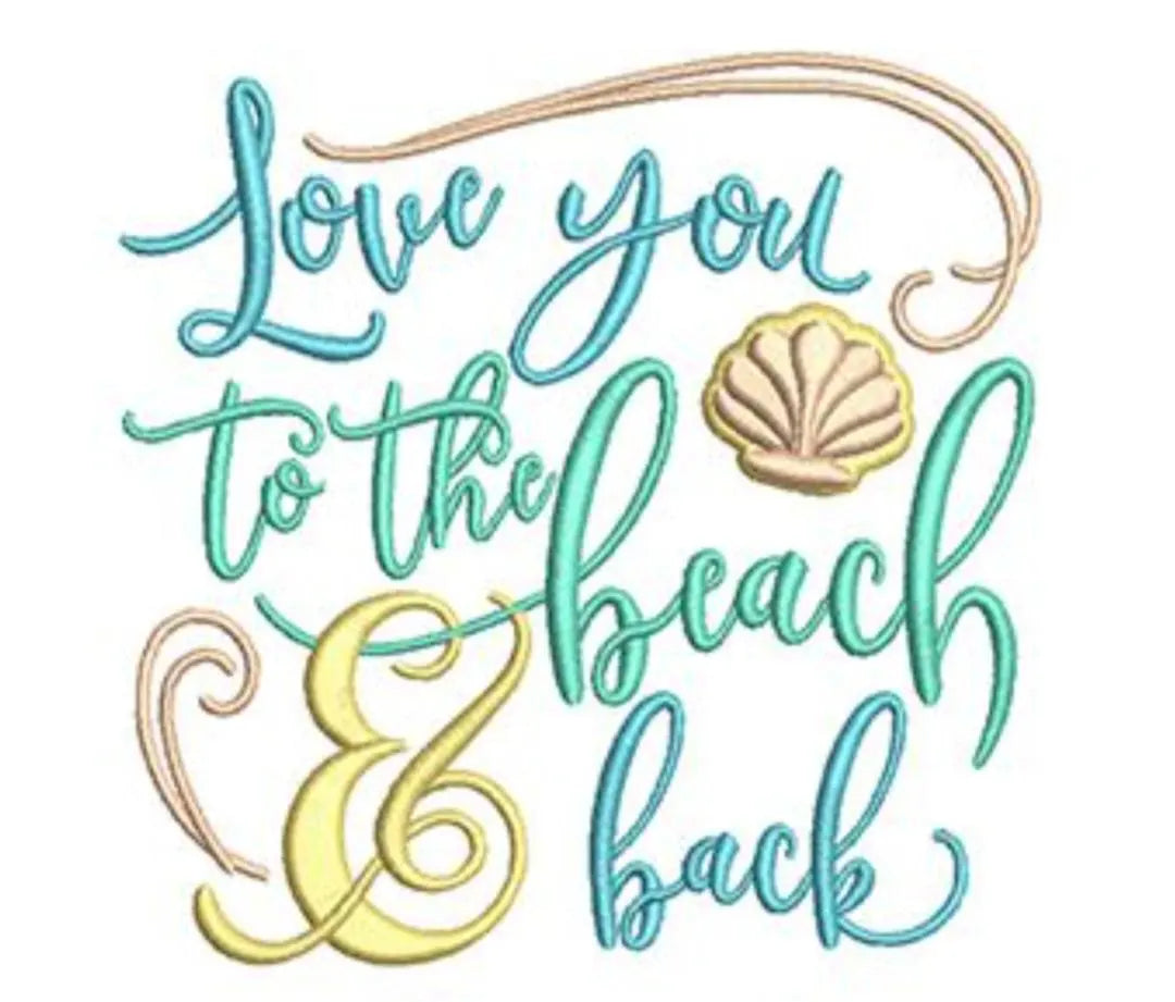 Love You to the Beach & Back Embroidered Tote Bag - Romantic Beach Gift
