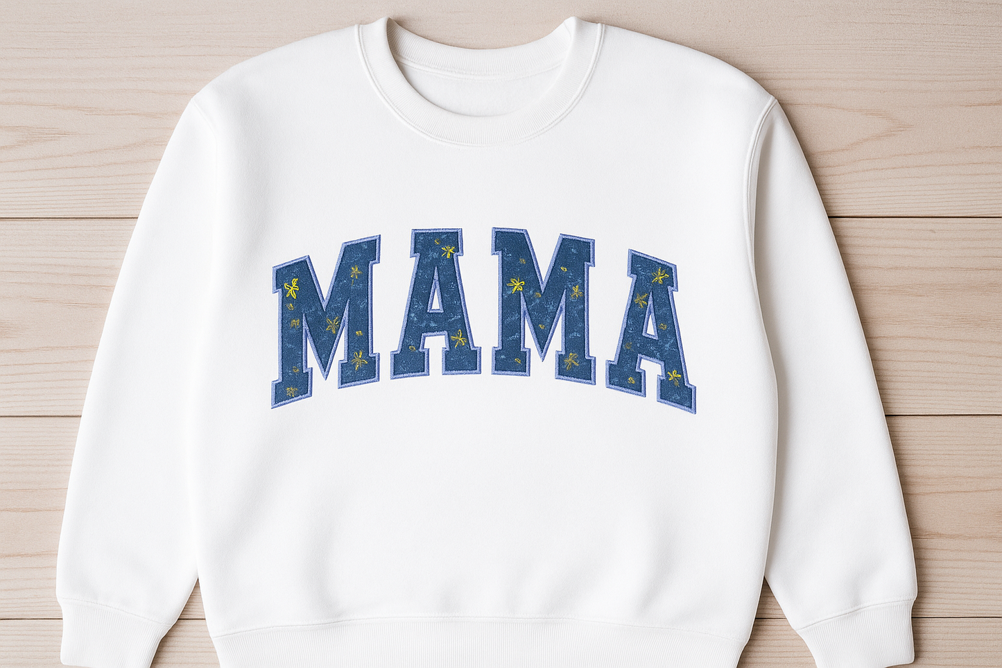 Mama Appliqued Embroidered Sweatshirt - Floral Design