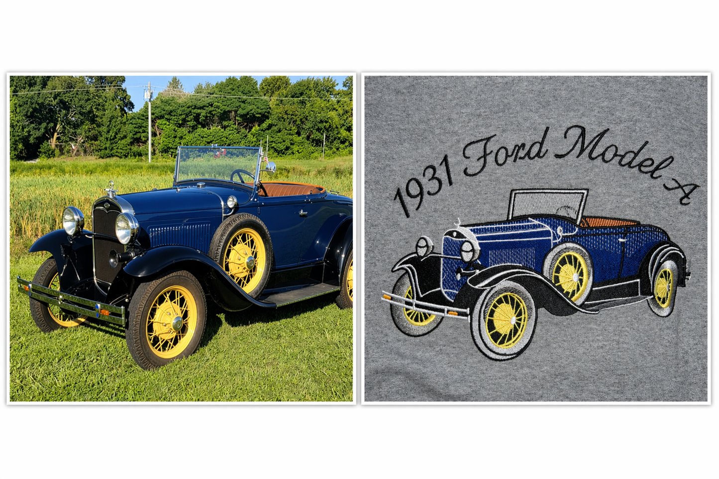 Custom Embroidered Car Crew Neck Sweatshirt - Your Vehicle, Your Style