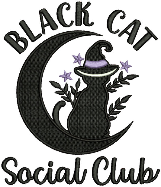 Embroidered "Black Cat Social Club" t-shirt