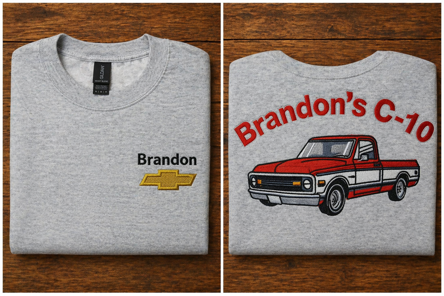 Custom Embroidered Car Crew Neck Sweatshirt - Your Vehicle, Your Style