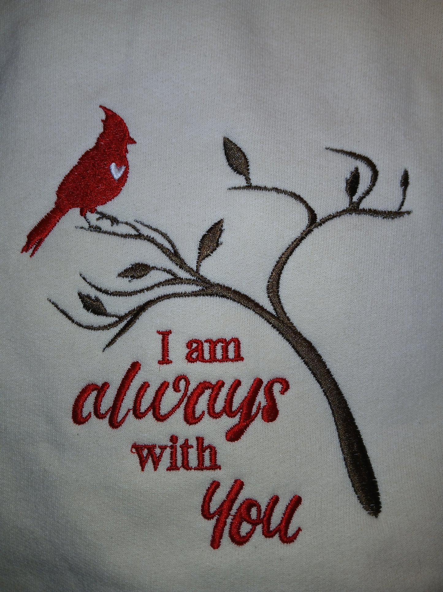 I Am Always With You Cardinal Embroidered Sweatshirt