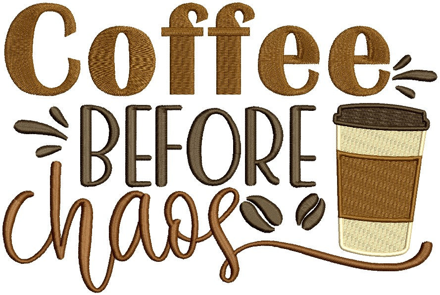 Coffee Before Chaos Embroidered Kitchen Towel Set - Set of 2
