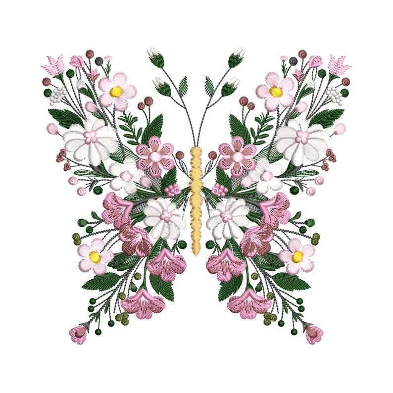 Embroidered Floral Butterfly Sweatshirt - Spring Collection