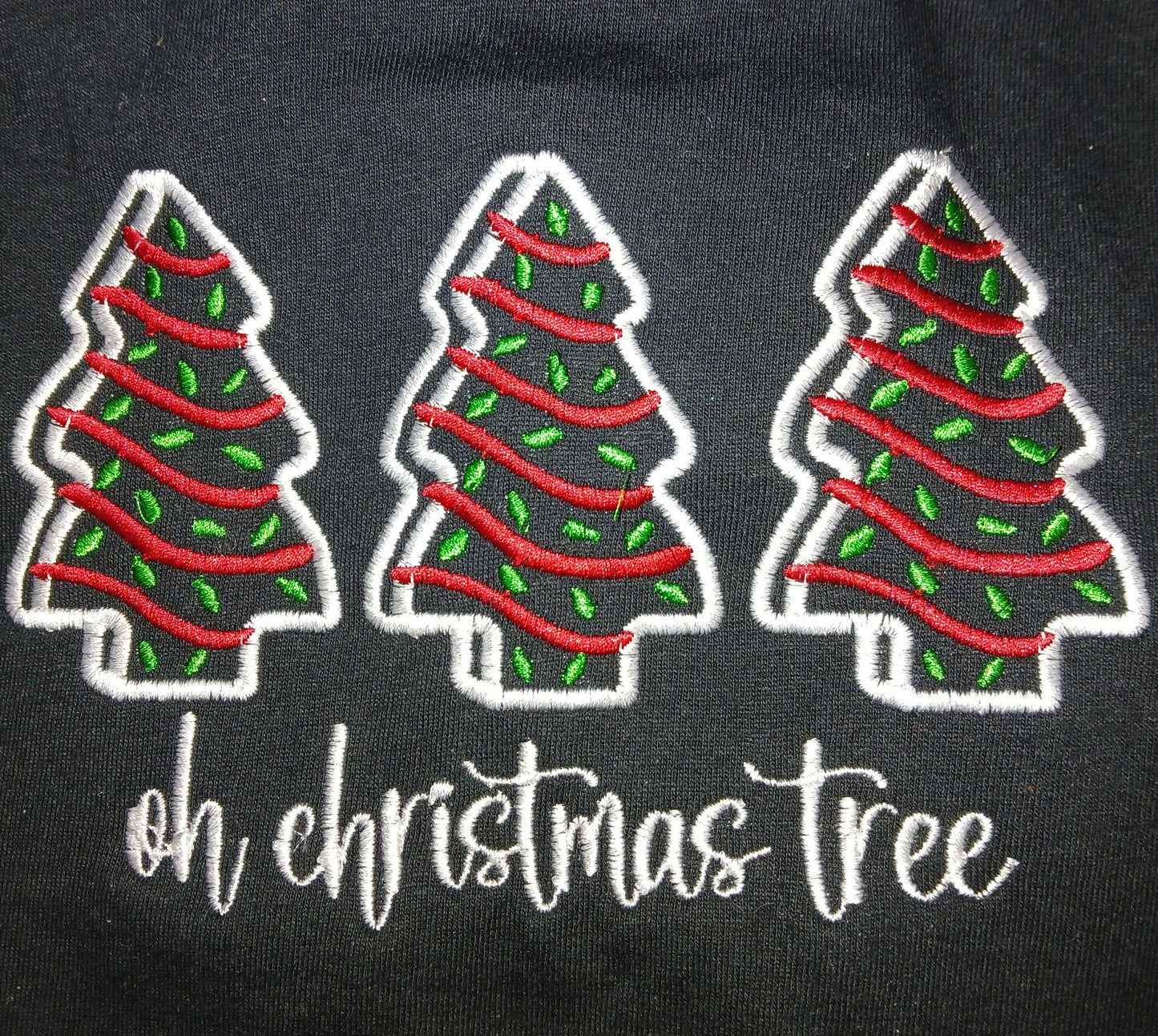 Oh Christmas Tree Embroidered Crew Neck Long Sleeve T-Shirt