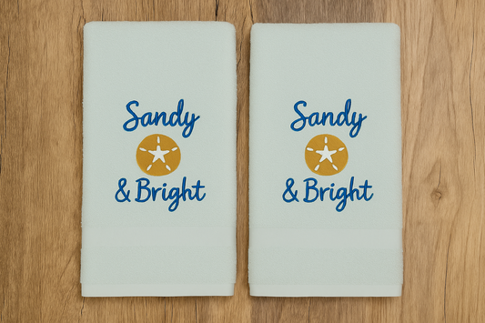 Sandy & Bright Embroidered Hand Towels