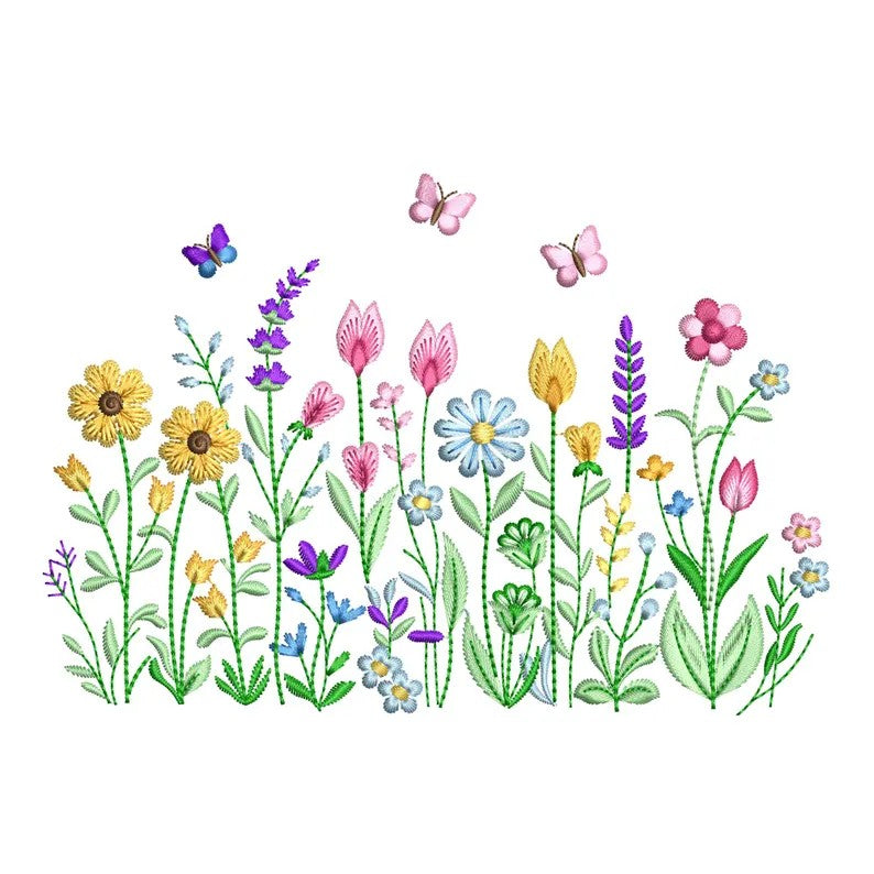 Embroidered Wildflower Garden Sweatshirt with Butterflies – Chasin ...