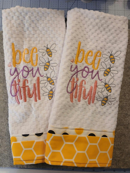Embroidered Bee Towels - "Bee U Tiful"