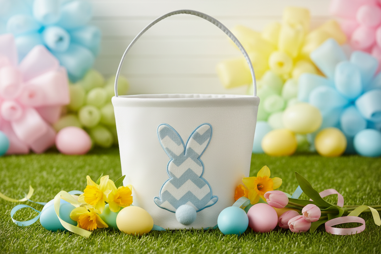 Personalized Embroidered Velour Easter Bunny Bucket
