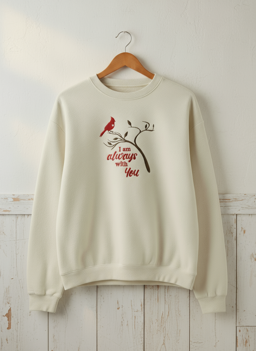 I Am Always With You Cardinal Embroidered Sweatshirt