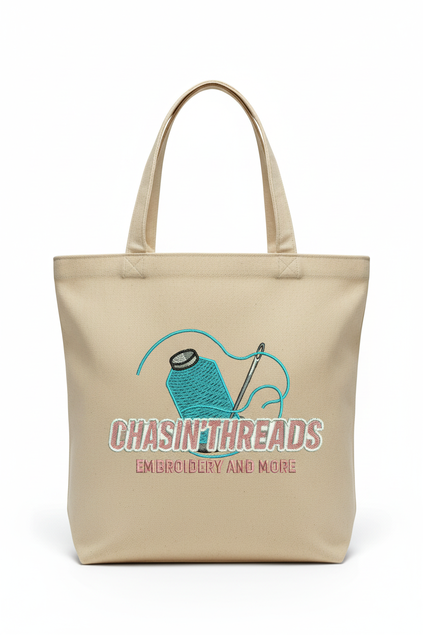 Chasin' Threads Logo Natural Tote Bag
