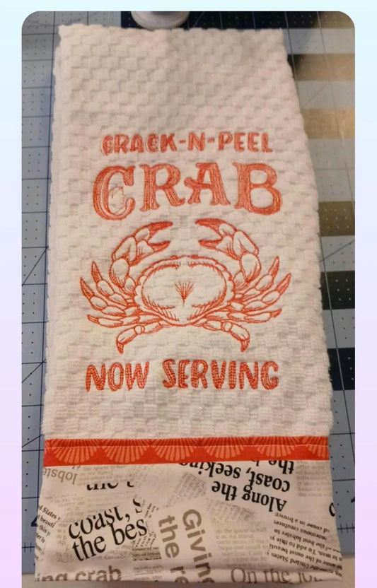 Embroidered Crab Kitchen Towels