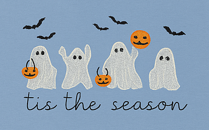 Tis The Season Embroidered Halloween Ghost T-Shirt