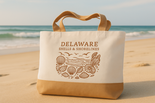 Delaware Shells & Shorelines Embroidered Tote Bag