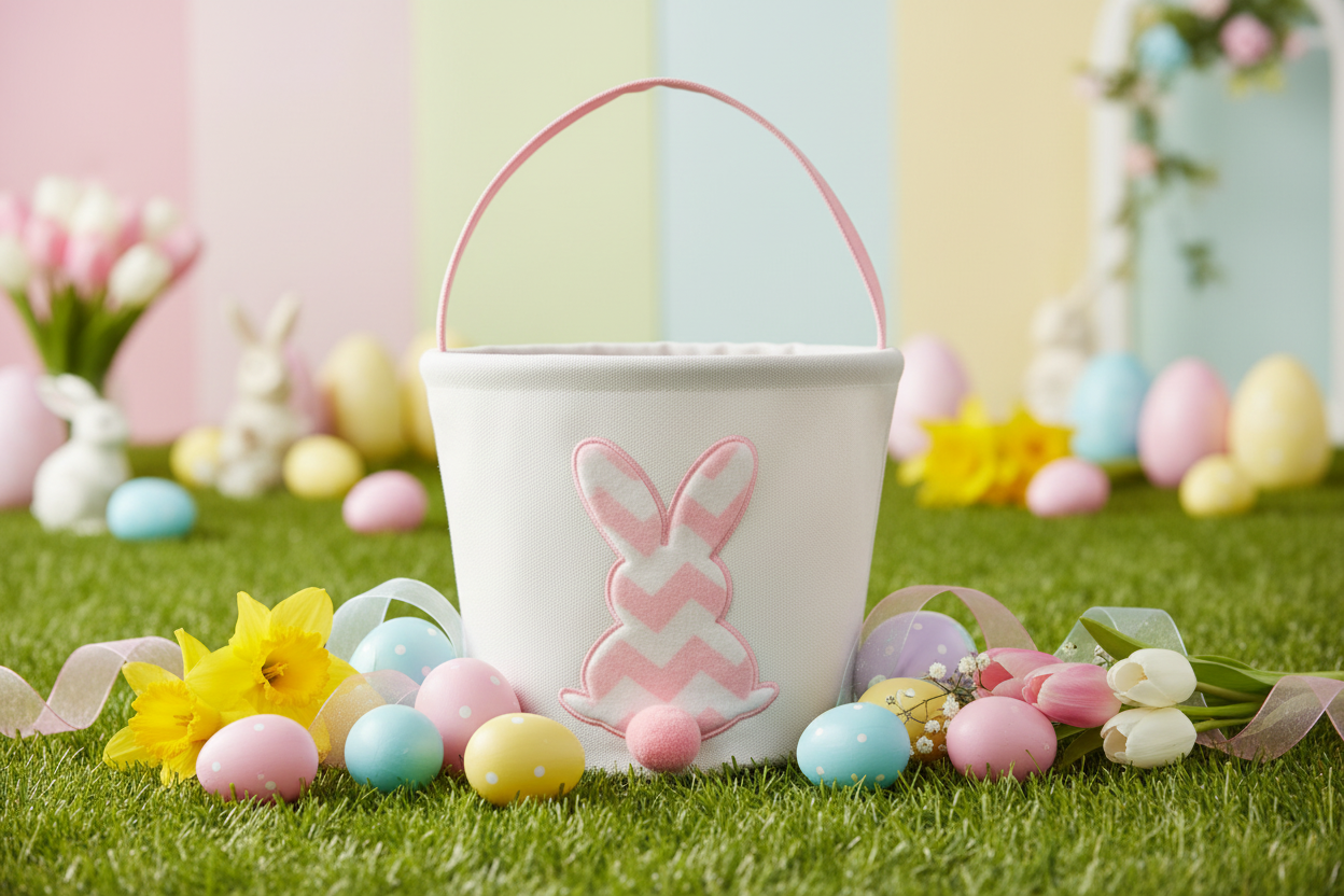 Personalized Embroidered Velour Easter Bunny Bucket