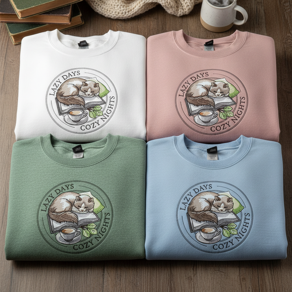 Lazy Days Cozy Nights Embroidered Sweatshirt