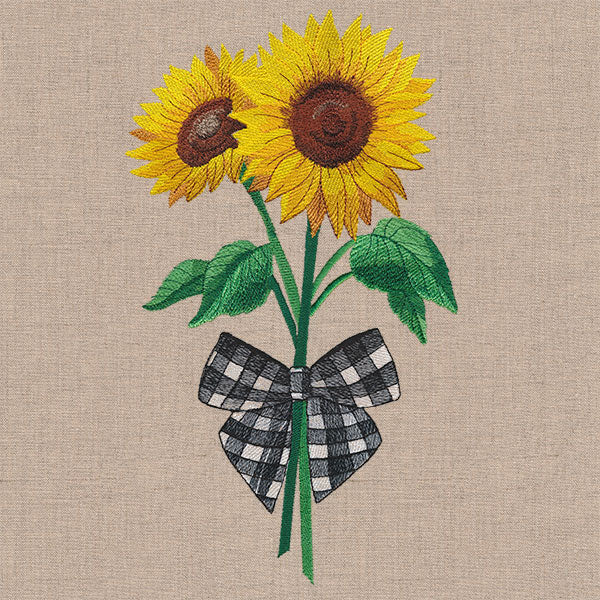 Embroidered Gingham Sunflower T-shirt
