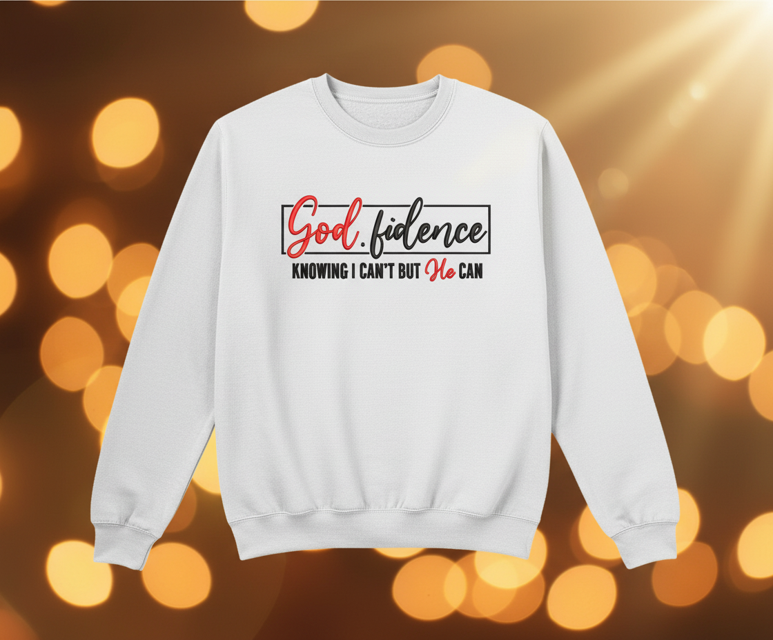 God.fidence Embroidered Sweatshirt - Knowing I Can't But He Can